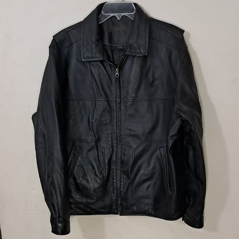 St. John's Bay Men's Size Large Leather Jacket Wuth Polyester Lining